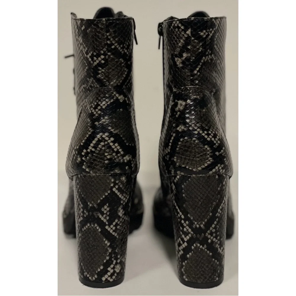 *SOLD* Call It Spring Faux Snakeskin Heeled Boots Gray & Black Size 9 - Picture 4 of 5